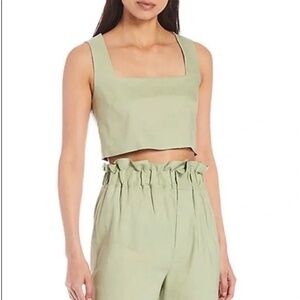 Gianni bini Woven Anna Square Neck Sleeveless Coordinating Cropped Tank and Pant
